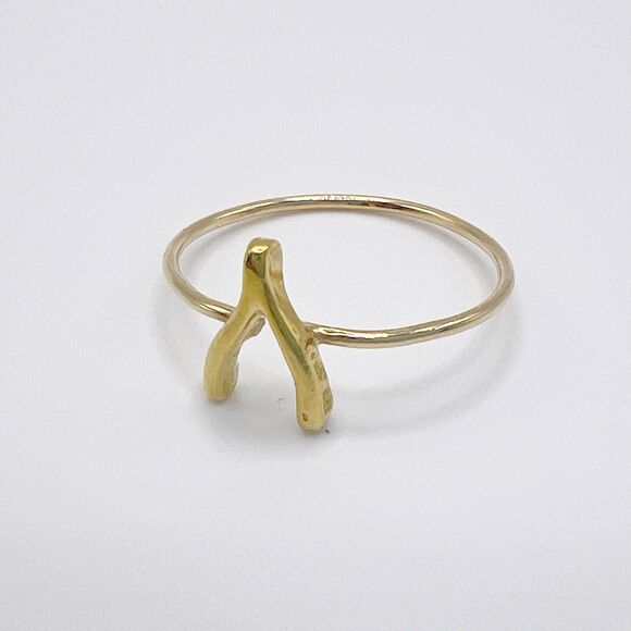 Jennifer Meyer 18K Yellow Gold Mini Wishbone Ring Size 6 Handmade - Picture 5 of 10